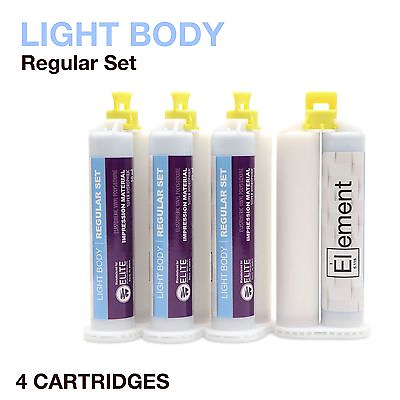 #ad Element LIGHT BODY VPS PVS Impression Material REGULAR Set 4 X 50ML Cartridges $43.99