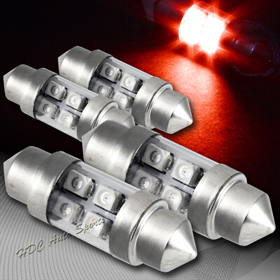 #ad 4x 31mm 4 SMD Red LED Festoon Dome Map Glove Box Trunk Replacement Light Bulb $5.99