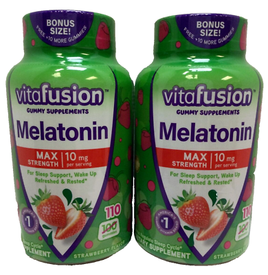 #ad Vitafusion Max Strength Melatonin Gummy Strawberry 10 mg Sleep 110 Ct 2 Pack $14.97