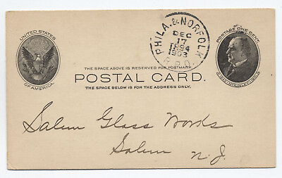 #ad 1903 postal card Phila. amp; Norfolk RPO postmark Laurel DE S.3753 $5.00