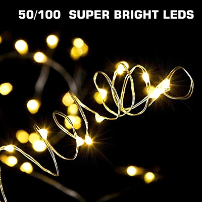 50 100 LEDs Battery Operated Mini LED Copper Wire String Fairy Lights Remote $7.59