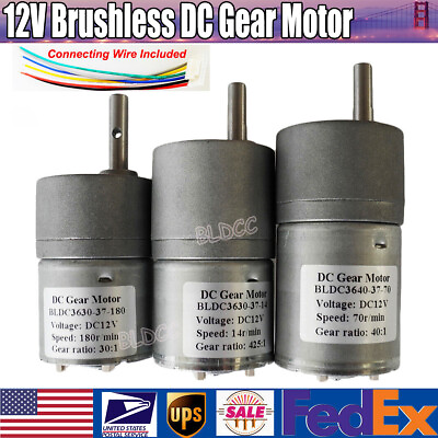#ad #ad Brushless DC Gear Motor DC 12V BLDC Gear Motor PWM CW CCW Dual Channel Pulse $17.99