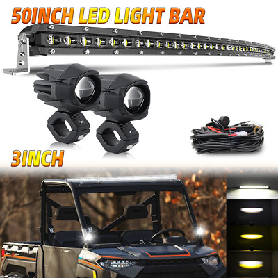 #ad #ad Front Upper Roof 50quot; Curved LED Light Bar 3quot; Work light Kit Offroad ATV UTE 4WD $13.89