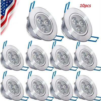#ad 10pcs Dimmable 3w LED Downlight Spotlight Recessed Ceiling Light With Drivers $42.65