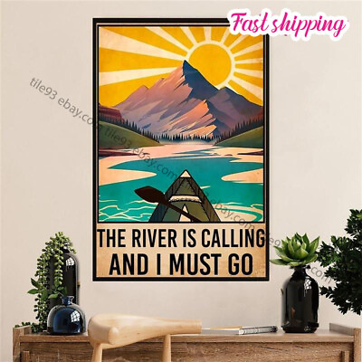 #ad Kayaking River Is Calling Home Dcor Kayaker Poster Wall Art Vertical $19.54