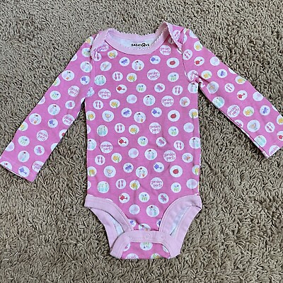 #ad Babies R Us Girls Pink Garden Party Long Sleeve Snap One Piece Size 9 months $6.99