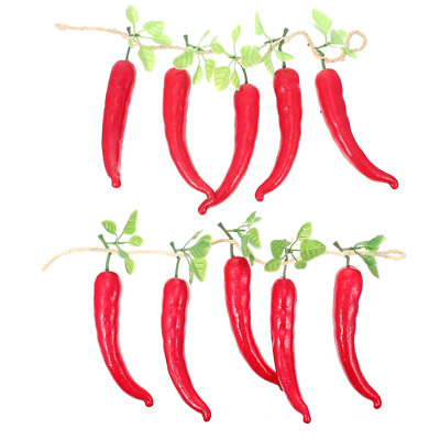 #ad Artificial Red Pepper String x2 Lifelike Kitchen Decor IV $9.02
