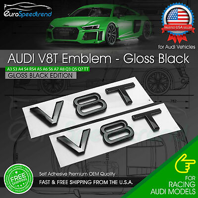 #ad Audi V8T Emblem Gloss Black OEM Side Fender Badge A4 A5 A6 A7 S6 Q3 Q5 Q7 TT 2x $19.99