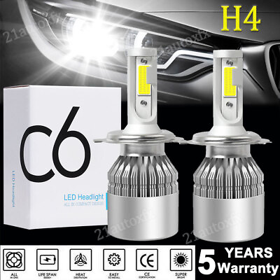 #ad Pair H4 9003 HB2 LED Headlight Bulbs Conversion Kit 6500K Hi Low Dual Beam White $12.38