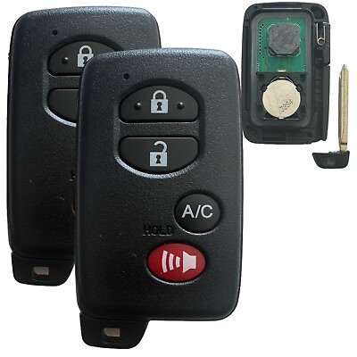 #ad 2 NEW 2010 2015 REPLACEMENT SMART PROXIMITY REMOTE FOB FOR TOYOTA PRIUS HYQ14ACX $89.95