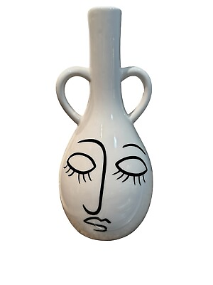 #ad Modern White Abstract Face Ceramic Flower Vase Home Decor Vase $24.00