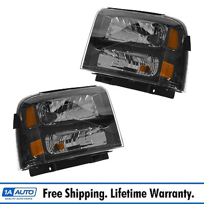 #ad Harley Davidson Style Headlights Headlamps Pair Set for 05 07 Ford Super Duty $139.95