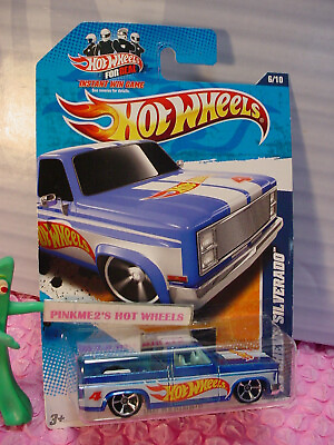 #ad VHTF 2011 Hot Wheels #x27;83 CHEVY SILVERADO pickup truck #156∞ racing blue∞protecto $29.83