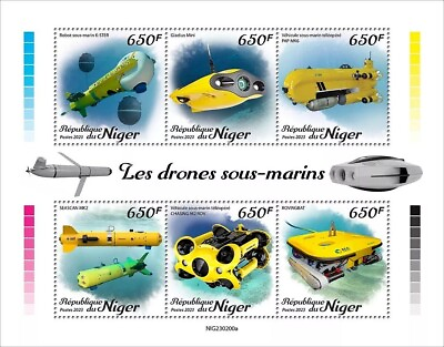 #ad Underwater ROV Remote Inspection Drone Submarine Stamp Sheet 2023 Niger GBP 6.99