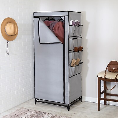 #ad New Design Portable Closet Wardrobe Clothes Rack Storage Organizer Shelf Durable $27.98