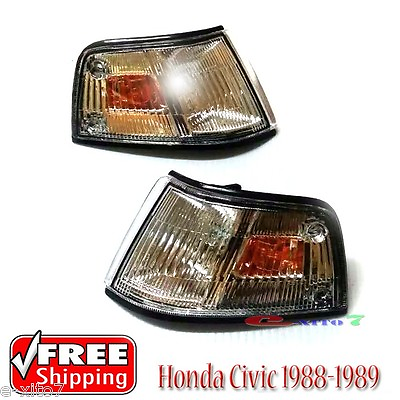 #ad New 1 Pair Honda Civic SH4 EF2 Corner Lamp Light 1988 1989 4th Gen ED EF Sedan $49.99
