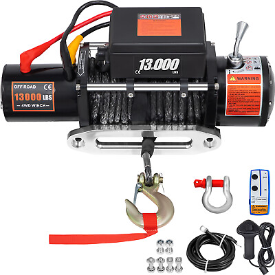 #ad 13000LBS Electric Winch 12V Synthetic Cable Truck Trailer Towing Off Road 4WD $262.99