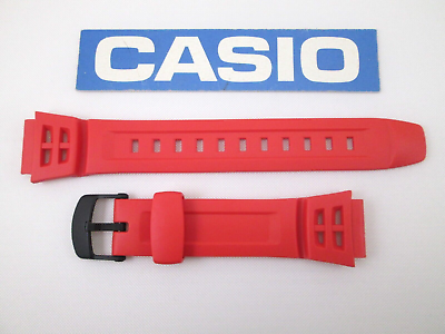 #ad Genuine Casio Tough Solar AQ S800W AQ S800W 4 red resin rubber watch band strap $22.45