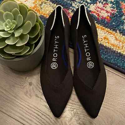 #ad Rothys point size 11.5 solid black retired white halo woman’s flat shoes $135.00