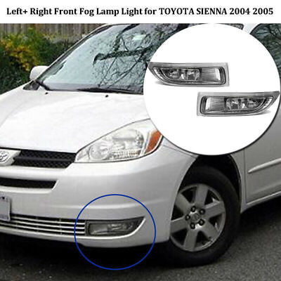#ad w Bulbs Front Fog Driving Lamp Light Clear Lens For 2004 05 Toyota Sienna RIGHT $59.33
