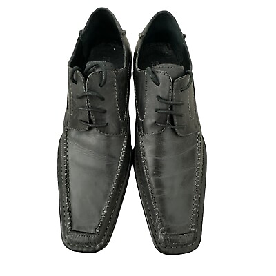 #ad NEW Kenneth Cole “On The Scene”MENS BLACK LEATHER LACE OXFORDS SQUARE TOE SZ 7 $75.00