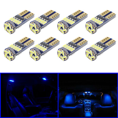 T10 194 168 W5W LED for Interior Map Dome License Plate Light Bulb BLUE Set of 8 $9.98