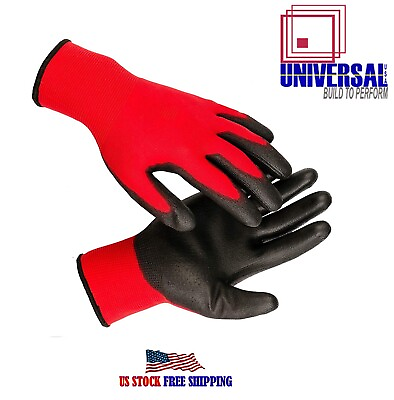 #ad Gloves Nitrile Coated Work Size Large Size XL 10 Red Black 300 Pair Pack CTN $179.58