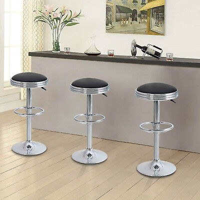 3 Piece Adjustable Bar Stools Counter Height Swivel Chairs Stools Backless Round $249.99