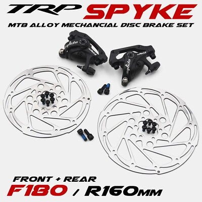 #ad NEW TRP SPYKE MTB Alloy Mechancial Disc Brake Set F180 R160mm Rotor FrontRear $149.00