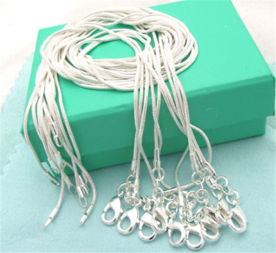 #ad 10PCS wholesale 925 sterling solid silver 1MM 16 30inch snake chain necklace $7.58