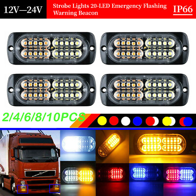 Universal 60W 12V 24V 20 LED Car Truck Strobe Flashing Signal Light Lamp Bar $12.21