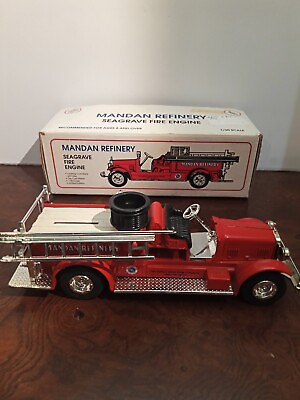 #ad Mandan Refinery Seagrave Fire Engine Die cast Coin Bank 1993 Ertl NEW $19.99