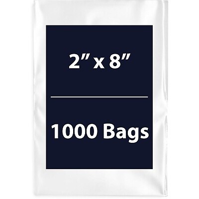 #ad 2quot; X 8quot; 1000 Bags 3Mil Flat Open Top Plastic Packaging LDPE Clear Poly Bags $32.31
