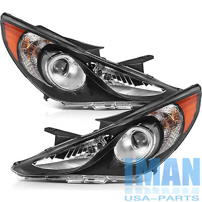 #ad Passenger amp; Driver Black Housing Headlights Assembly For Hyundai Sonata 2011 14 $105.99