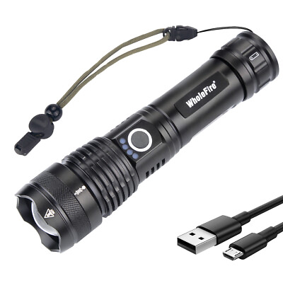 Super Bright 990000LM Powerful Flashlight XHP70 26650 Rechargeable Zoom Torch $15.98