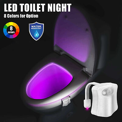 8 Colors Toilet Bowl Night Light LED Motion Activated Seat Sensor Bathroom Lamp $19.37