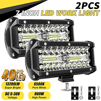 #ad 2x 7inch 800W LED Work Light Bar Flood Spot Combo Fog Lamp Offroad Driving Truck $25.98