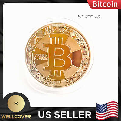 #ad NEW Gold Plated Bitcoin Coin Collectible Gift Coin Collection Physical $3.37
