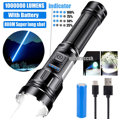 #ad 1000000 Lumens LED Flashlight Tactical Light Super Bright Torch USB Rechargeable $10.99