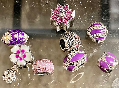 #ad ❤️Silver Purple European Charm Beads EACH SOLD SEPARATELY ONE SHIPPING COST❤️ $5.00