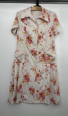#ad Vintage American Retro 40s 50s 60s Floral Dress With Pockets Women’s Size L $36.00