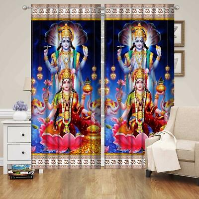 #ad Goddess Lakshmi Digital Printed Curtains for Home Set of 2 Size: 4 x 7 Feet $39.64