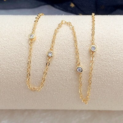 #ad Simple Women 18k Yellow Gold Plated Necklace Pendant Cubic Zirconia Jewelry C $3.46