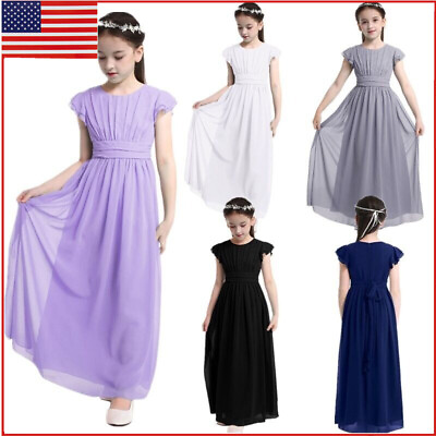 #ad US Flower Girls Dress Wedding Bridesmaid Gown Evening Party Formal DressOutfits $9.89