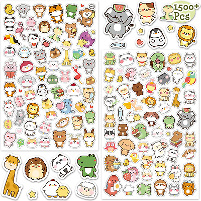 #ad 24 Sheets Cute Animal Stickers for Kids 1500PCS Adhesive Kawaii Animal Stick... $13.99