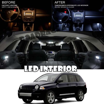 #ad For 2007 2017 Jeep Compass SUV LED Light Bulb Xenon White Interior Package Kit $20.69