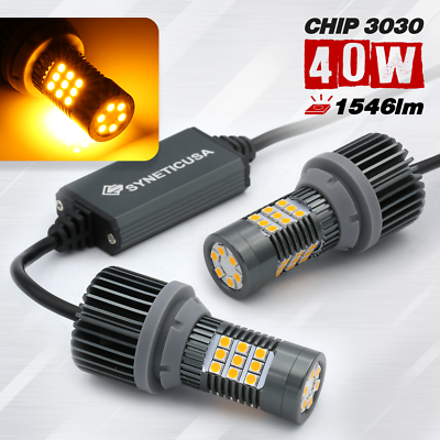 #ad 2x 7443 Amber LED Turn Signal DRL Parking Light Bulbs CANbus 1500 lm $27.62