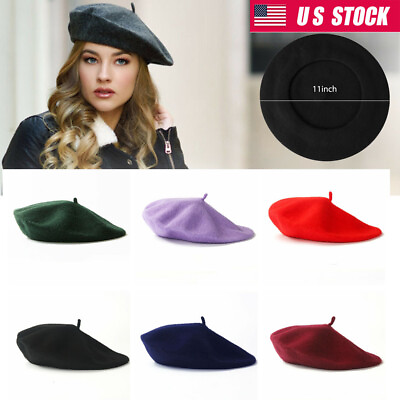 #ad Women Classic French Style Wool Beret Warm Winter Hat Soft Beanie Cap Gift $6.40