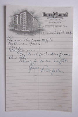 #ad 1927 Lamson Goodnow Hotel Marion FireProof Little Rock AR Newcomb Ephemera L917B $7.95