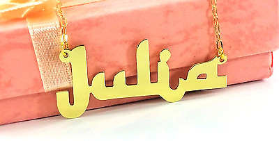#ad PERSONALIZED GOLD PLATED ENGLISH ARABIC LOOK ANY NAME PLATE NECKLACE US SELLER $26.05